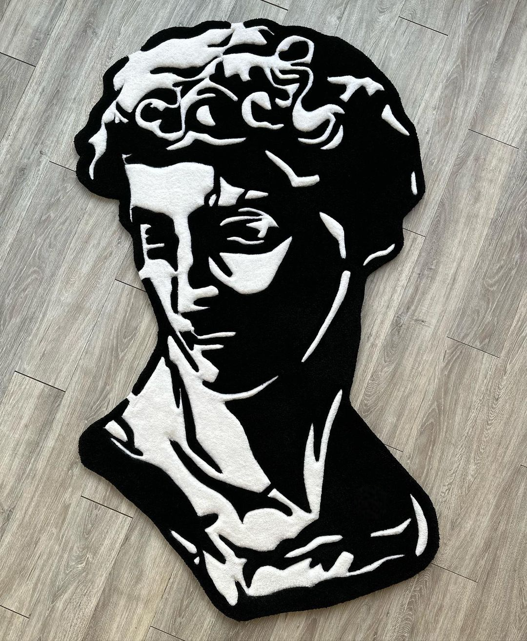 Ancient Greek Face Black and White Handmade Rug