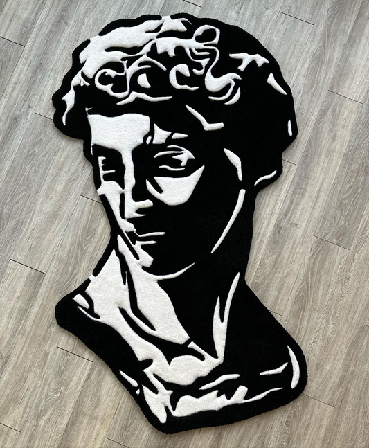 Ancient Greek Face Black and White Handmade Rug