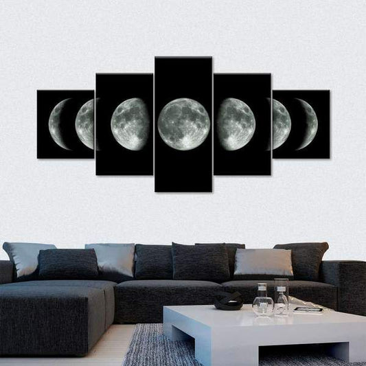 Moon phases 5 Piece Panel Canvas