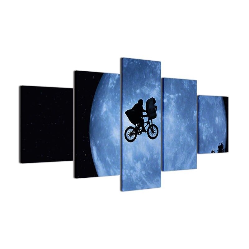 E.T Movie Moon Cycling 5 Piece Panel Canvas