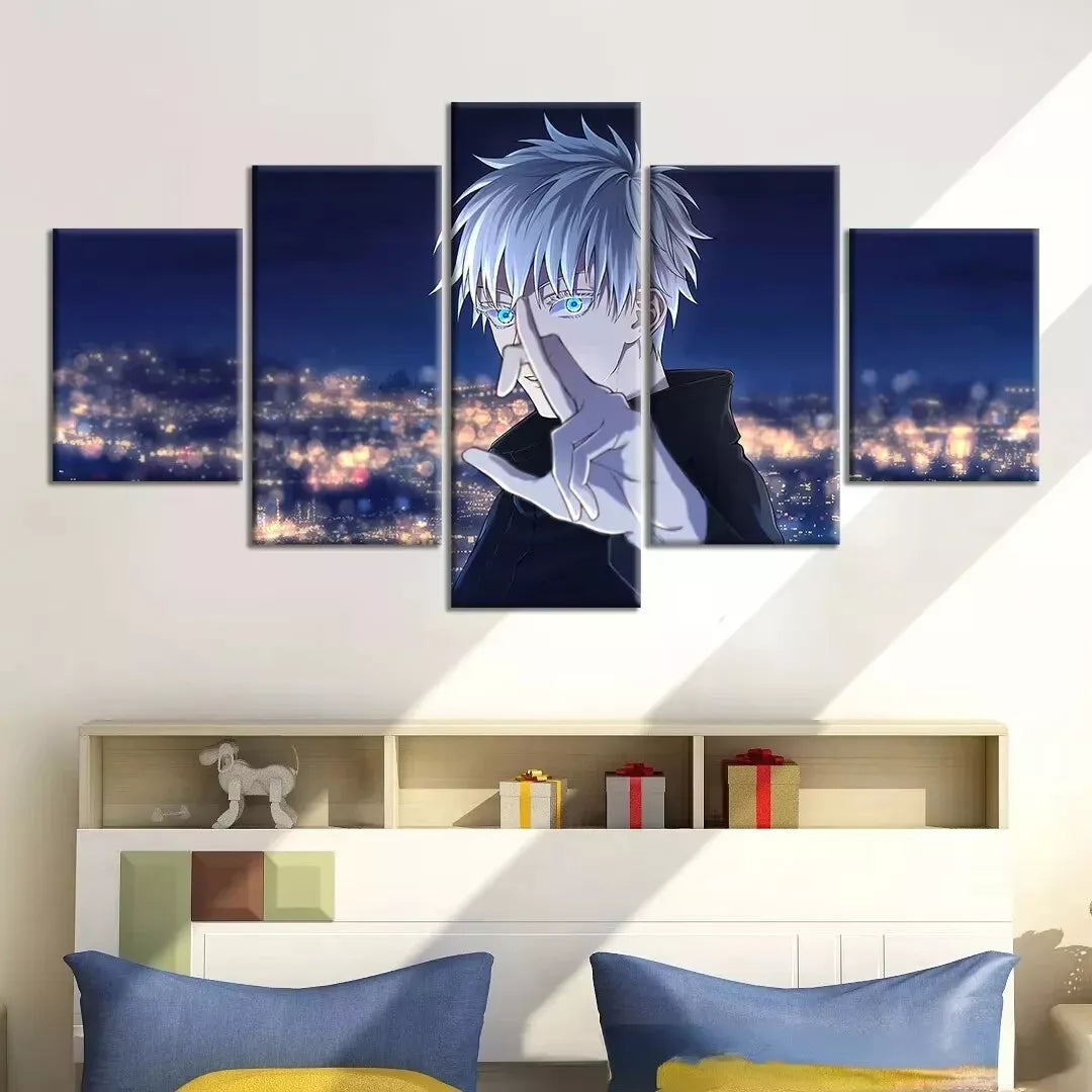 Anime Character Jujutsu Kaisen Gojo 5 Piece Panel Canvas